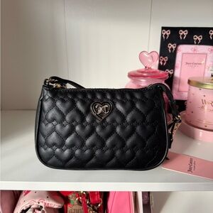 Juicy Couture Flawless Black Quilted Heart Clutch
